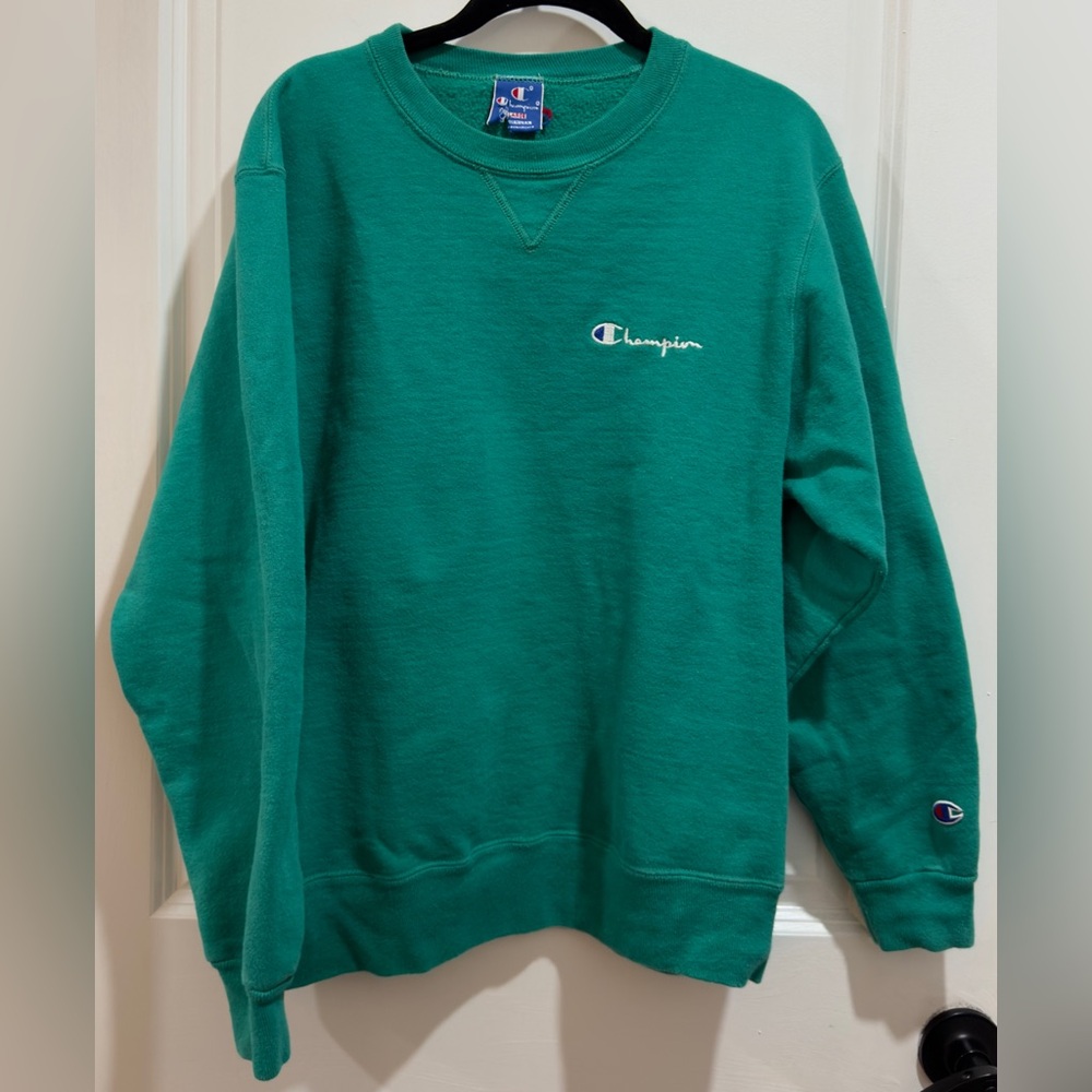 Vtg Teal Champion Pullover Crewneck Sweatshirt Stylish Loungewear (fits like M)